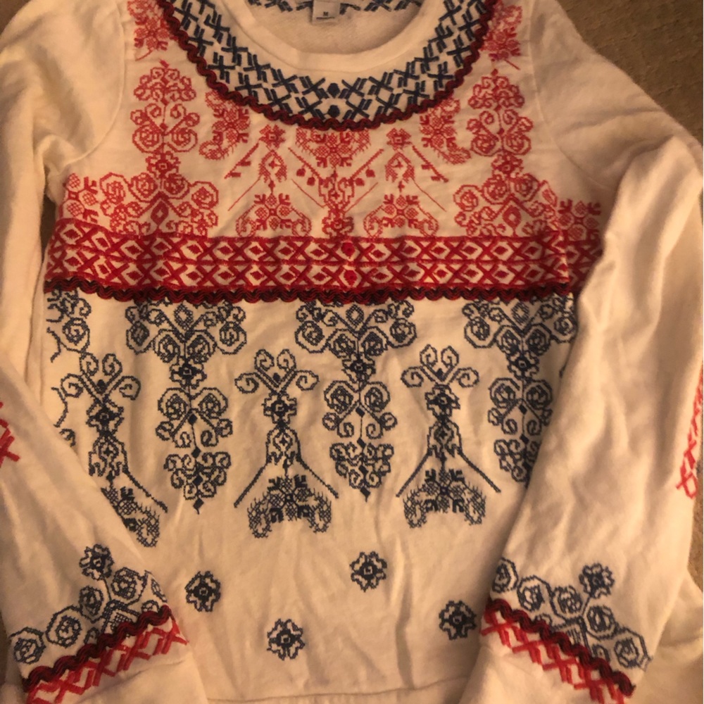 Lucky Lotus embroidered red ivory navy blue boho chic